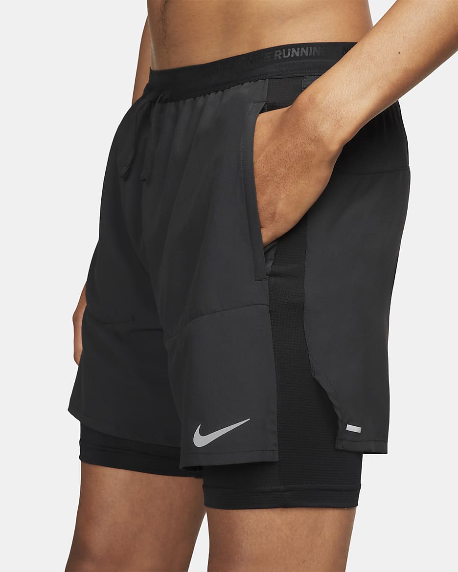 Nike Stride Dri FIT 5 Hybrid Running Shorts Black